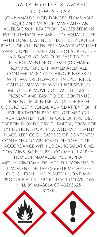Dark Honey & Amber Room Spray