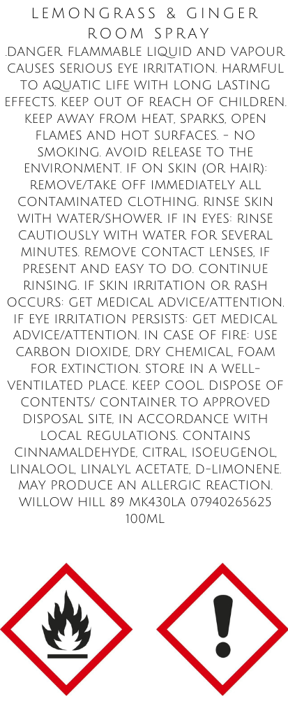 Lemongrass & Ginger Room Spray