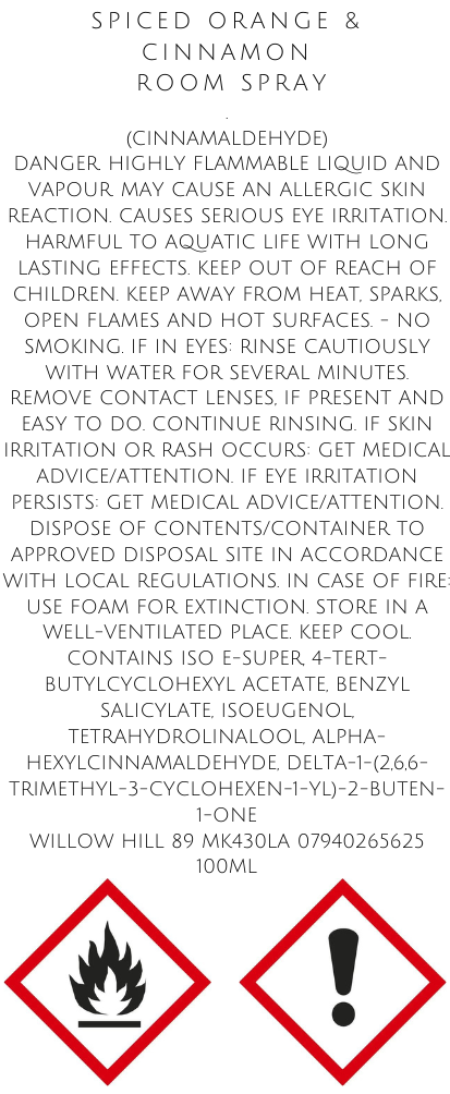 Spiced Orange & Cinnamon Room Spray