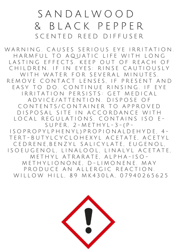 Sandalwood & Black Pepper Reed Diffuser