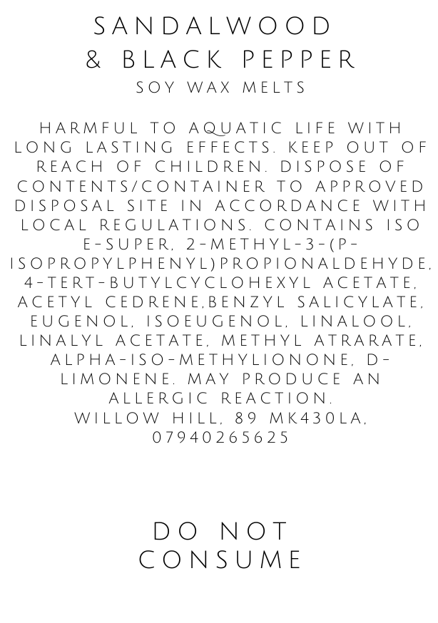 Sandalwood & Black Pepper Wax Melts