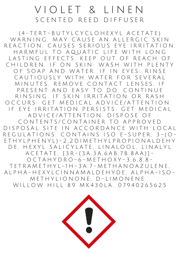 Violet and Linen Reed Diffuser